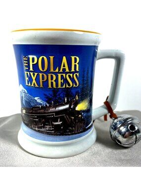 Vintage Polar Express Relief Train Mug Believe Bell 14 oz